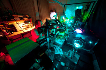 Scientist engaged in research in his lab