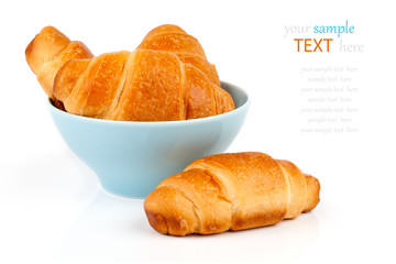 Fresh and tasty croissant, on the white background