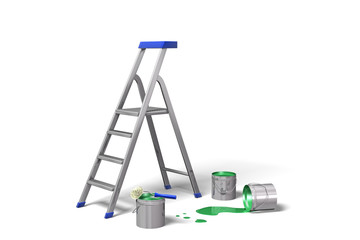 Ladder and paint cans
