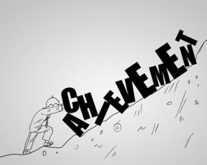 Drawing of businessman with letters