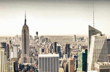 Urban skyscrapers, New York City skyline. Manhattan