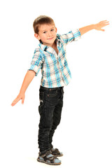 funny little boy isolated on white