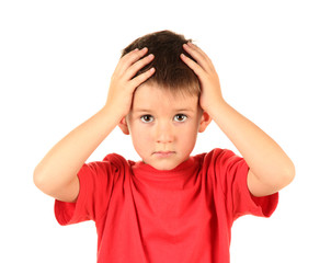 portrait of little boy isolated on white