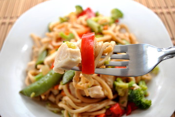 Eating Chicken Lo Mein
