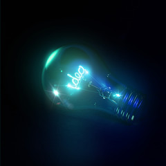 Green Idea light bulb concept 3D
