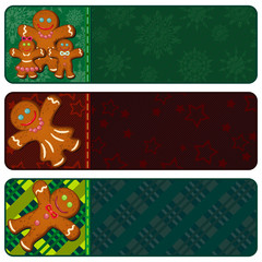 Christmas banners with gingerbread people