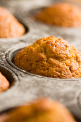 Pumpkin muffins in baking pan