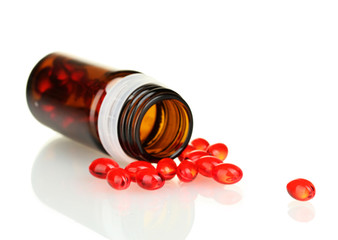 Jar of pills isolated on white