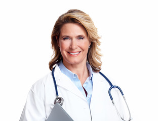Fototapeta premium Smiling medical doctor woman with stethoscope.