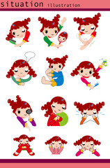 子供、様々な表情、女の子