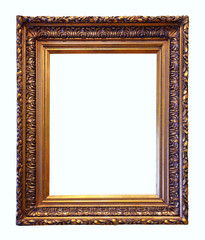 old antique gold frame. Isolated over white background