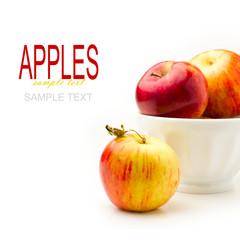 Fresh red apples on white background