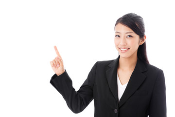 asian businesswoman on showing white background