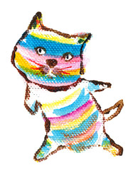 ポーズをする虹色の猫