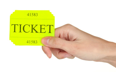 Woman's hand holding a colorful ticket