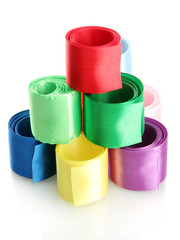bright silk ribbons, isolated on white