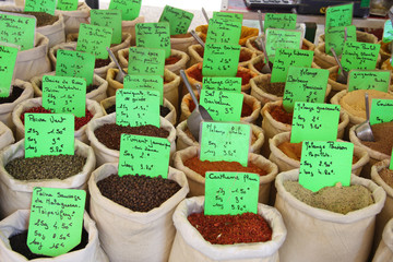 Fototapeta premium Herbs and spices at a french market