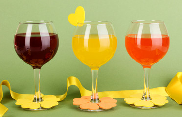 Colorful cocktails with bright decor for glasses