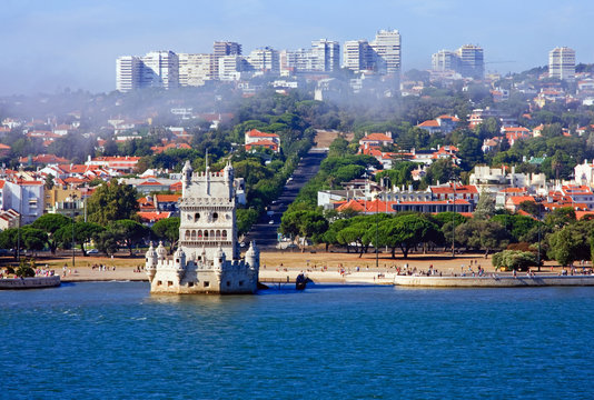 Tower of Belem.  Belem Tower (Torre de Belem) is a fortified tower in Lisbon, Portugal.  Built in the early 16th century the UNESCO world heritage site is situated on the banks of the river Tejo.