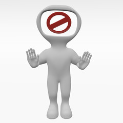 3D People with forbidden sign