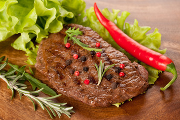 Beef steak grilled on the board
