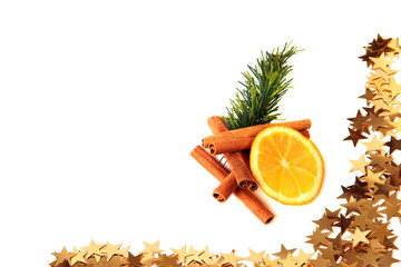 Weihnachtsdeko, Zimtstange, Orange, Sterne