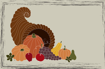 Thanksgiving card with cornucopia