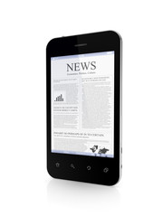 Modern mobile phone a news on a screen.