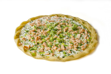 Flammekueche saumon fumé poireaux