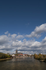 View at the Cathedral of Magdeburg, Elba and Old Bridge