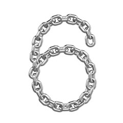 3d Chain Numbers Font - 6