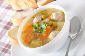 chicken soup with meatballs 