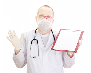 Medical doctor with clipboard