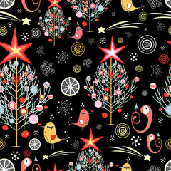 Fototapeta premium Christmas texture with Christmas trees