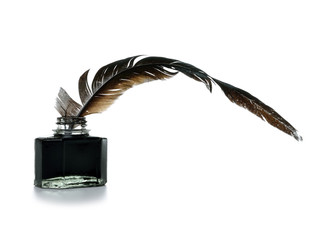 Feather and ink bottle