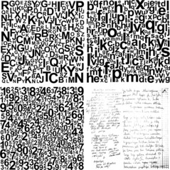 vector patterns with numbers, letters and texts