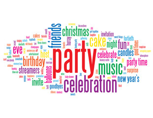 "PARTY" Tag Cloud (time celebration happy birthday christmas)