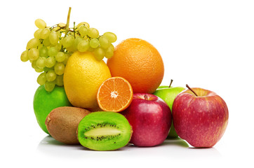 Composition with fruits isolated on a white