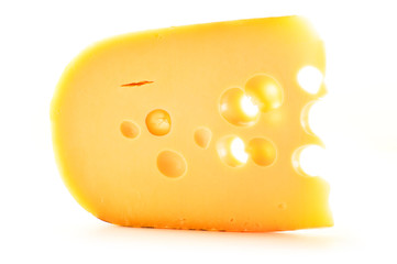 Piece of cheese isolated on white