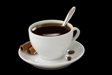 cup of coffee isolated on black