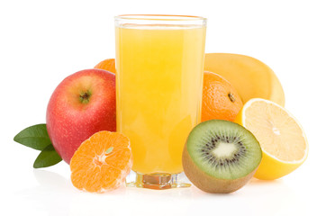 fresh tropical fruits and juice