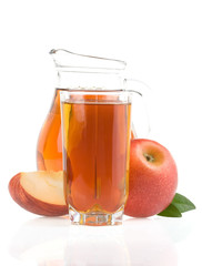 apple juice in glass  isolated on white