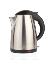 stainless electric kettle isolated on white