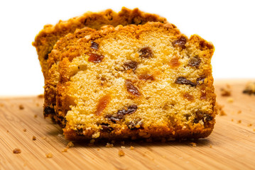 cake with raisins isolated on white background