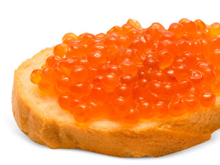 Red caviar isolated on white background