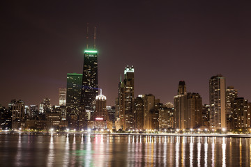 Plakat Chicago w nocy