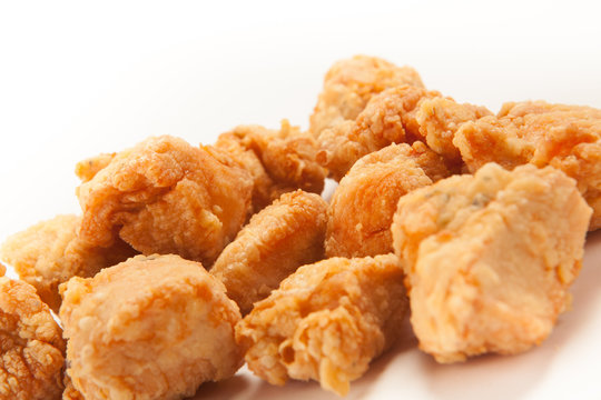 Fried Chiken in white background close up