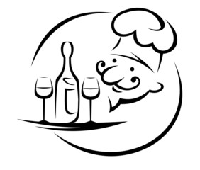 Waiter with champagne and glasses