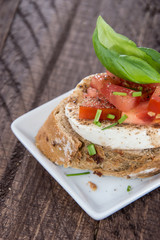 Piece of Mozzarella Cheese on a baguette