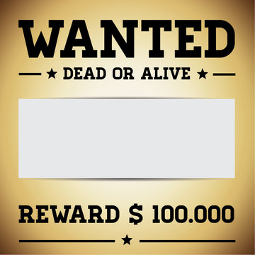 Wanted dead or alive template vector